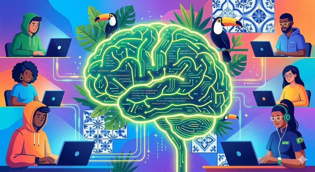 Ilustração representando a inteligência artificial brasileira